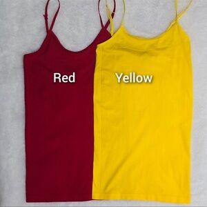 Yahada 2 Tops one Yellow and One Red Adjustable Strap Seamless Tank